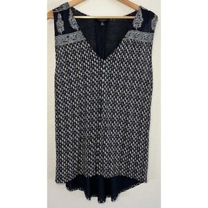 Lucky Brand Tank Top Sleeveless V-Neck Paisley Print Casual Blouse Size M